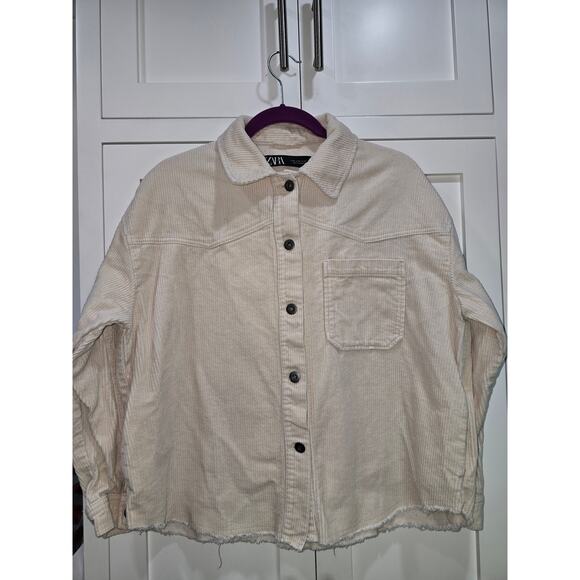 Zara Beige Ribbed Corduroy Shacket – Size Medium - Picture 2 of 16